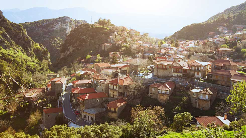 panoramic view of traditional greek village Stemnitsa